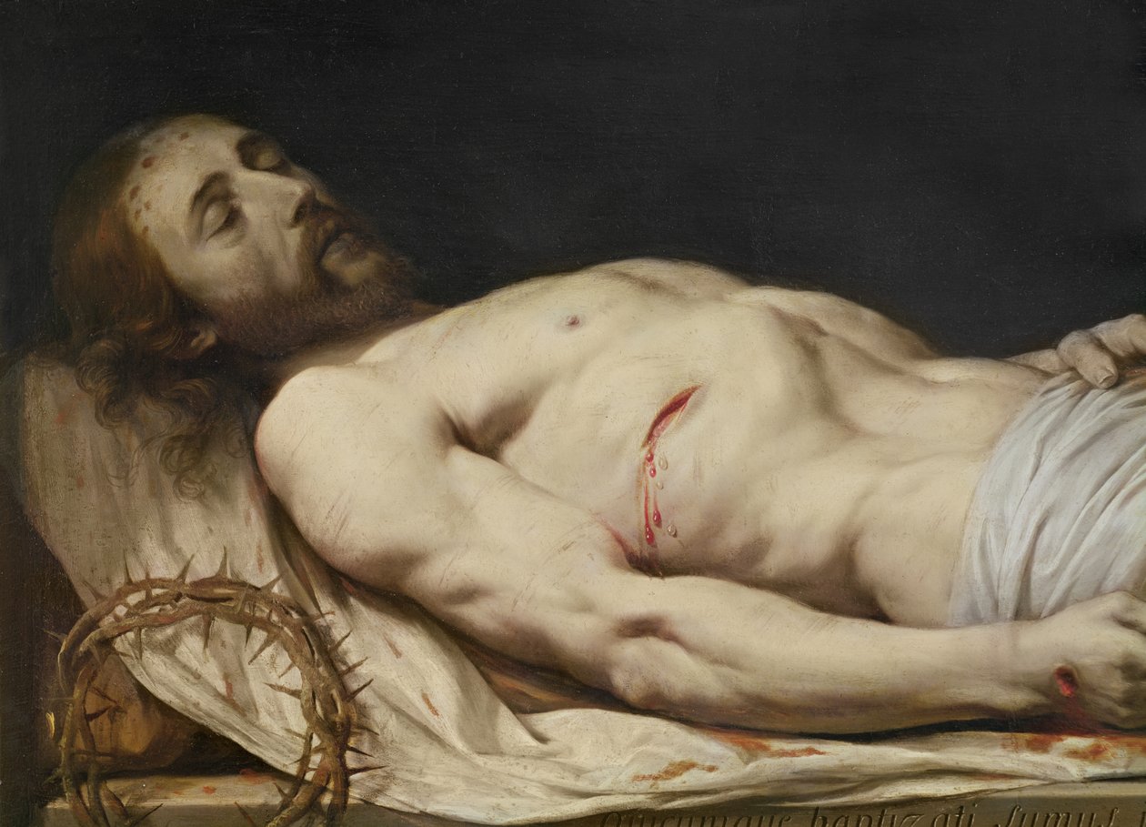 Der tote Christus auf seinem Leichentuch (Detail) von Philippe de Champaigne
