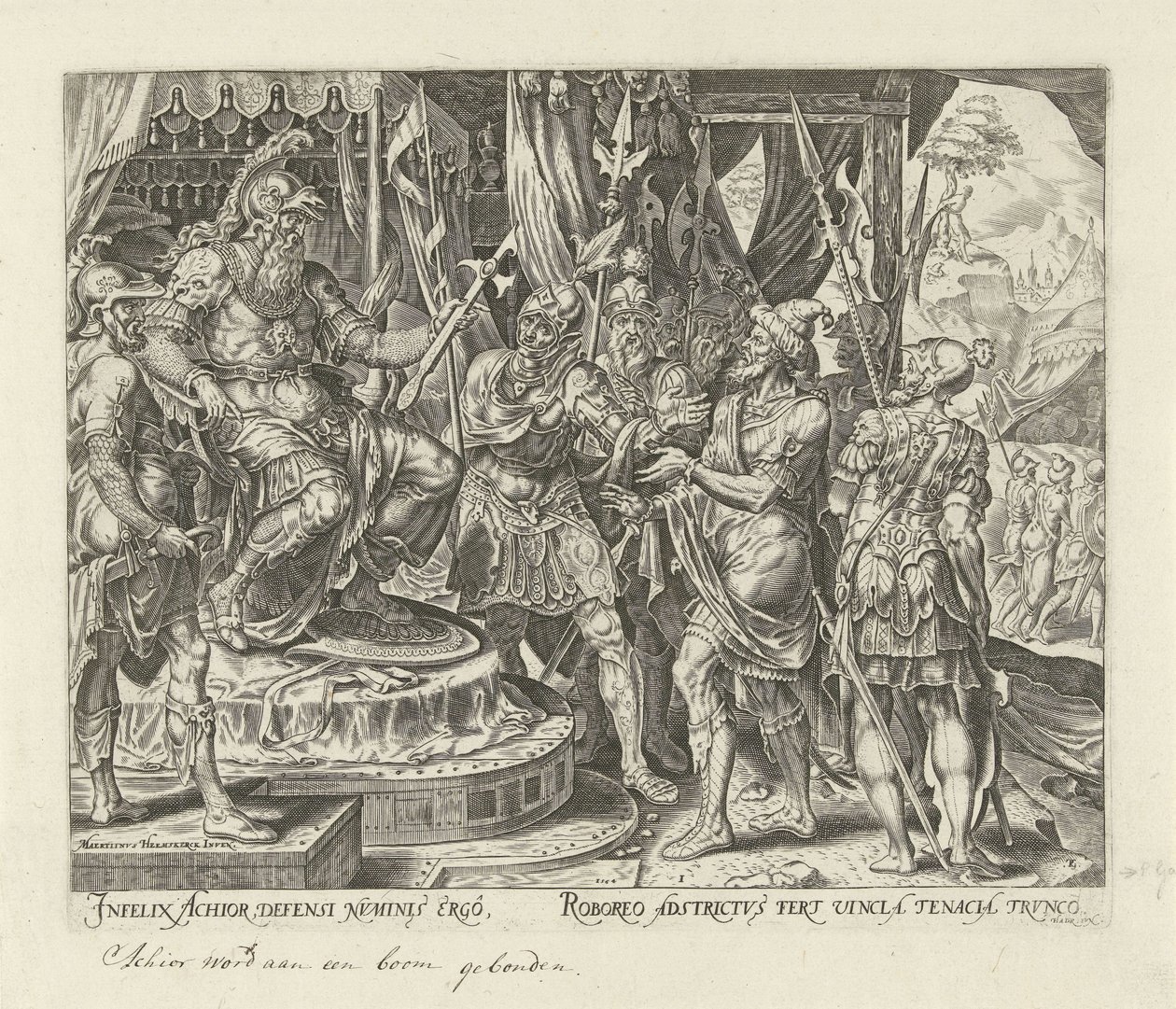Achior vor Holofernes (Geschichte von Judit und Holofernes) von Philips Galle