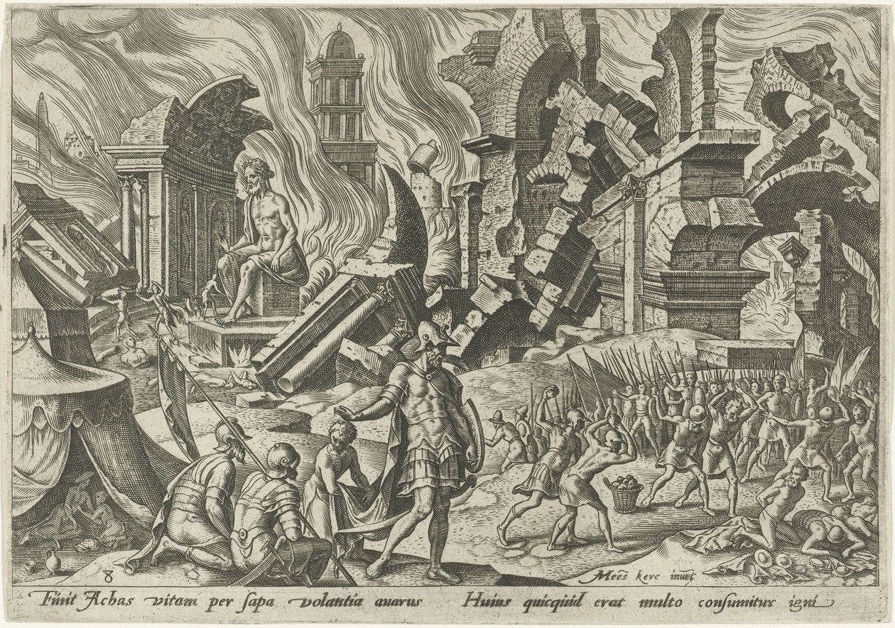 Die Zerstörung von Ai und die Steinigung von Achan von Philips Galle