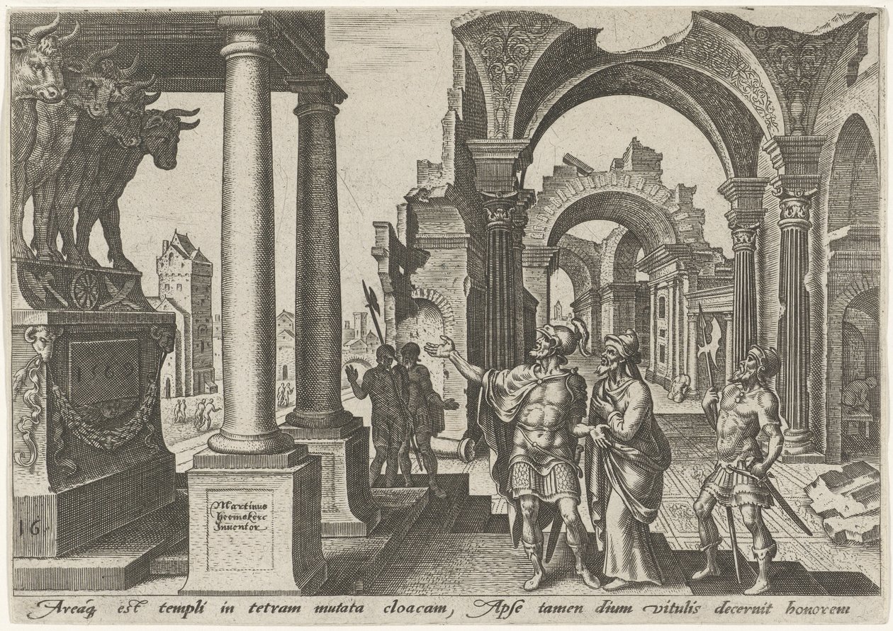 Jehu betet das Götzenbild des goldenen Kalbs an von Philips Galle