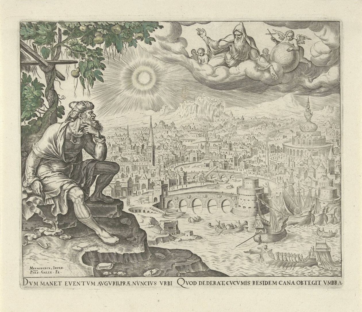 Jona sitzt unter dem Wunderbaum (Geschichte von Jona) von Philips Galle