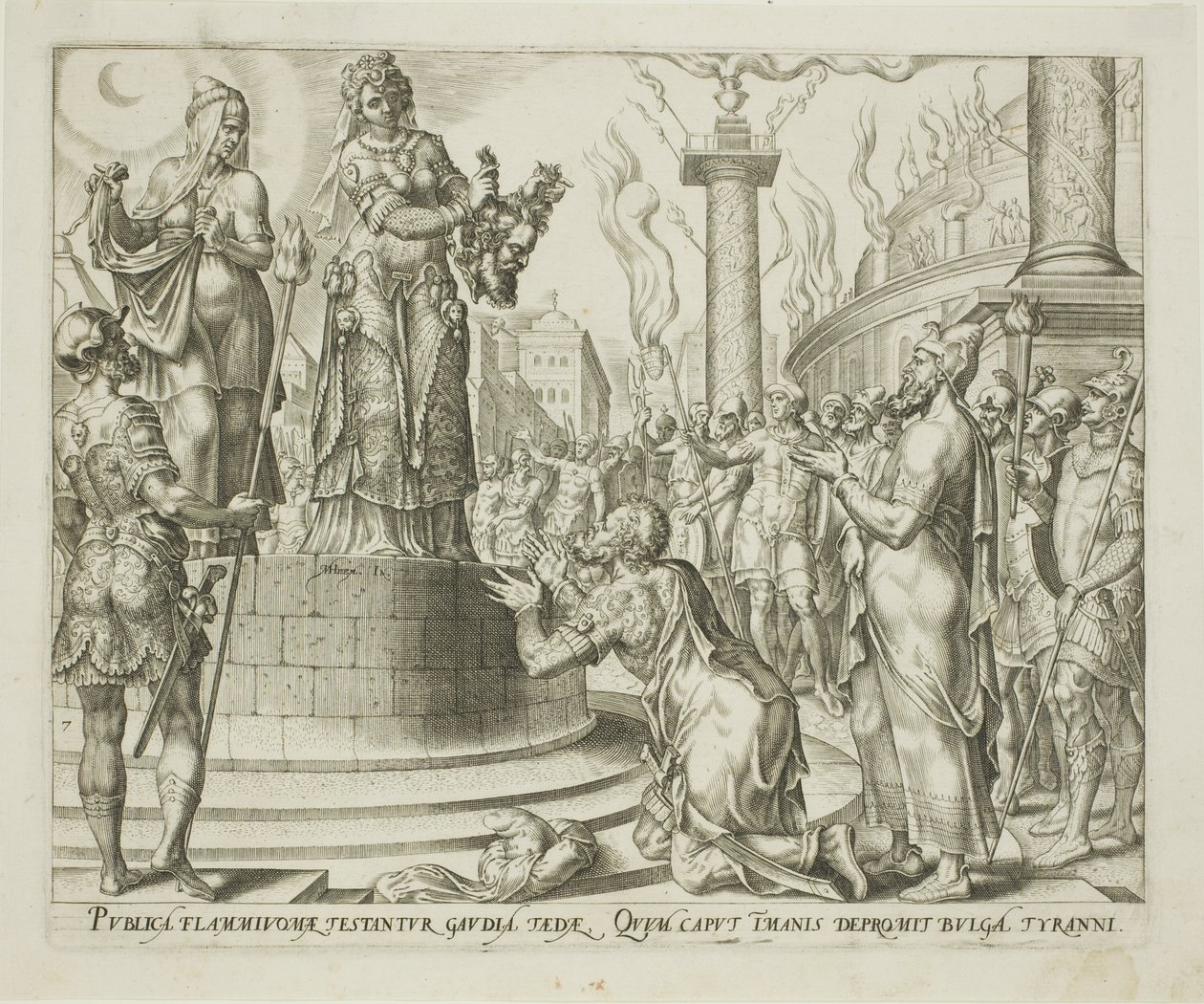 Judith zeigt den Menschen von Bethulia das Haupt des Holofernes, Platte ...
