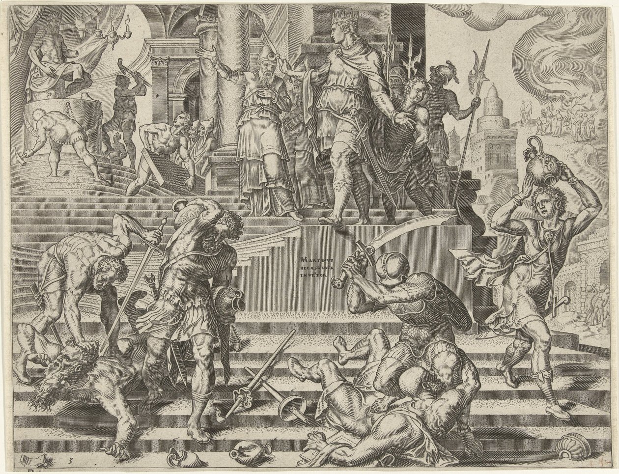 König Josia lässt den Tempel von Baal zerstören von Philips Galle