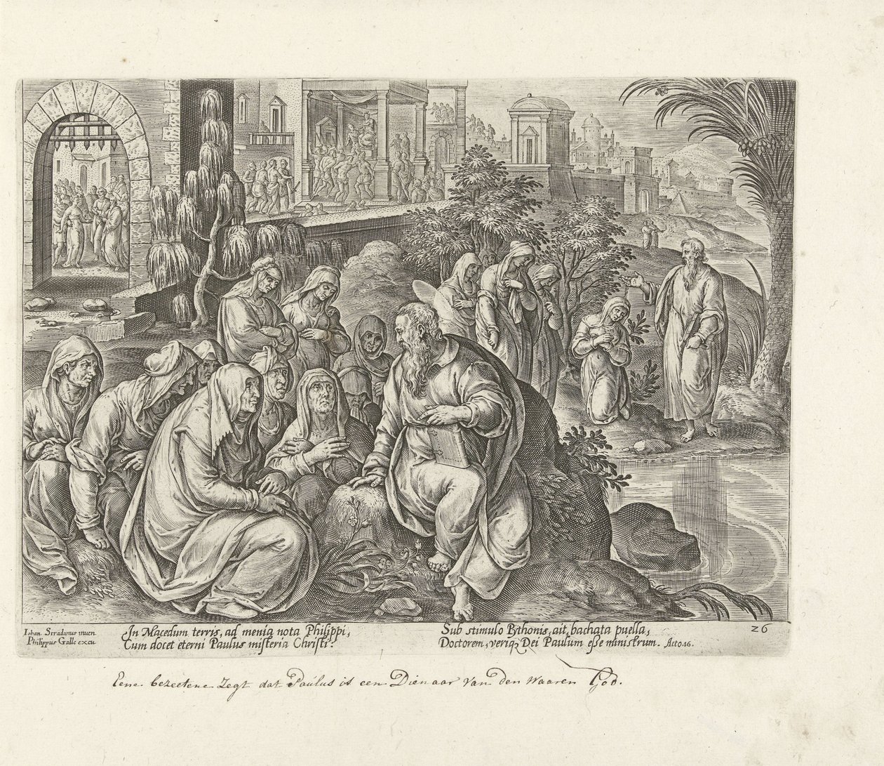 Paulus bekehrt die Frauen von Philippi von Philips Galle