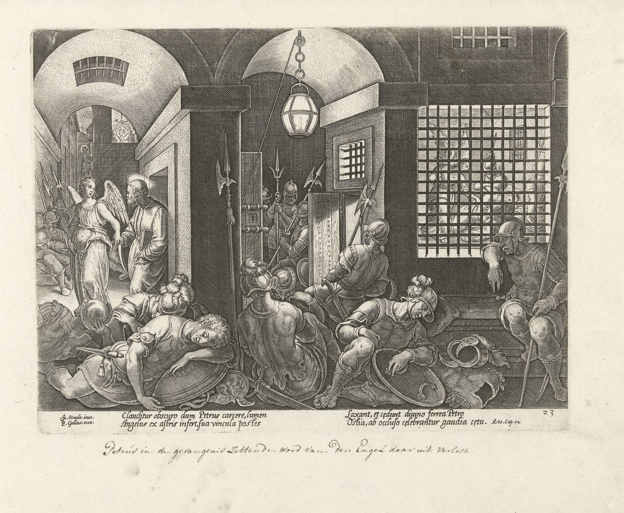 Petrus wird von einem Engel aus dem Gefängnis befreit von Philips Galle