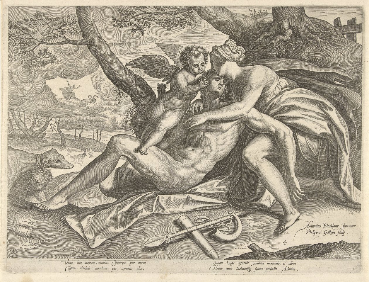 Venus trauert um den Tod von Adonis von Philips Galle