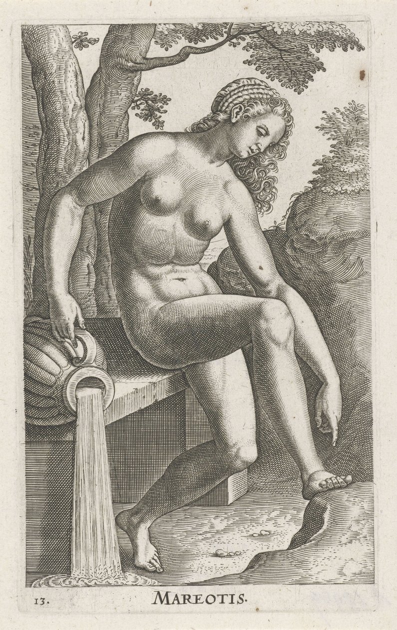 Wassernymphe Mareotis Stroom- und Wassernymphen (Serientitel) von Philips Galle