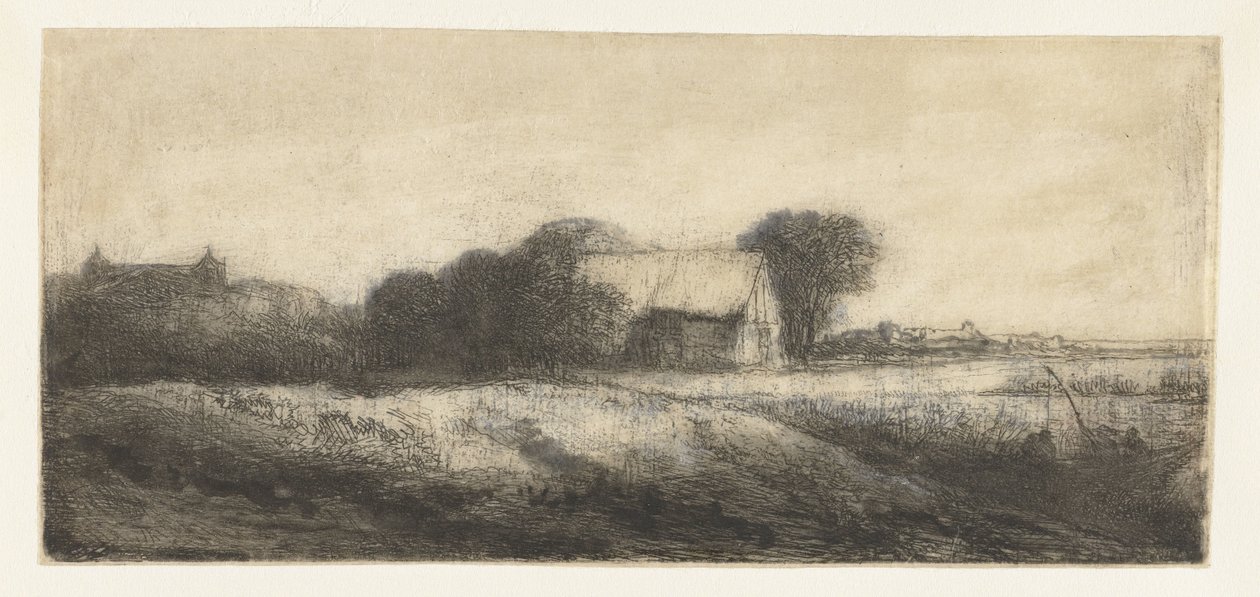 Landschaft mit einem Angler in einem Boot von Philips Koninck (attributed to)