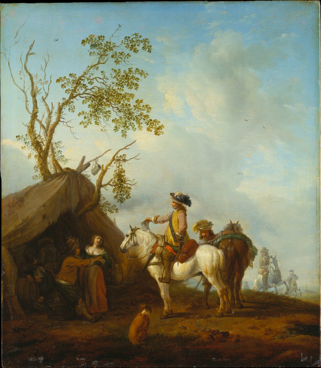 Reiter vor dem Zelt eines Lageranhängers von Philips Wouwerman