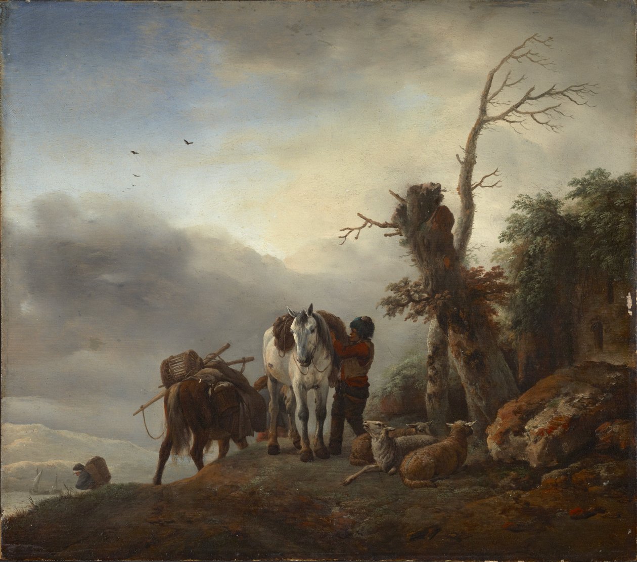 Landschaft mit Packpferden von Philips Wouwerman
