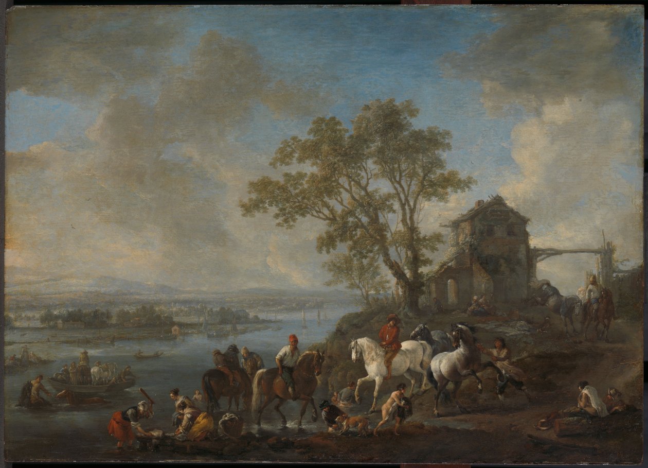 Pferdeteich an einem Fluss von Philips Wouwermans or Wouwerman
