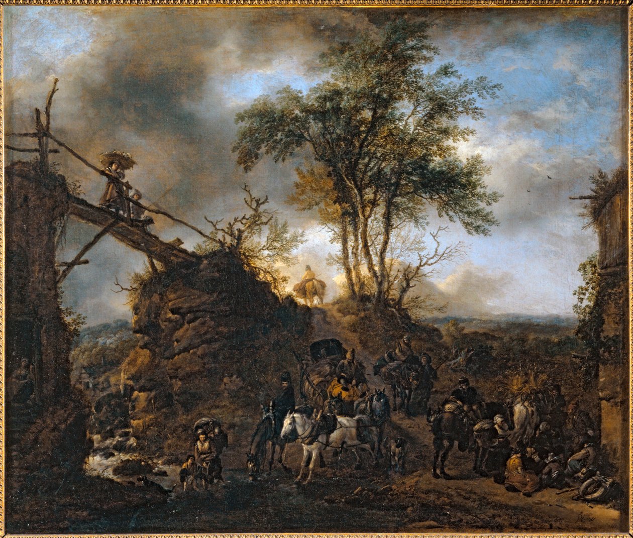 Holzbrücke über den Wildbach von Philips Wouwermans or Wouwerman