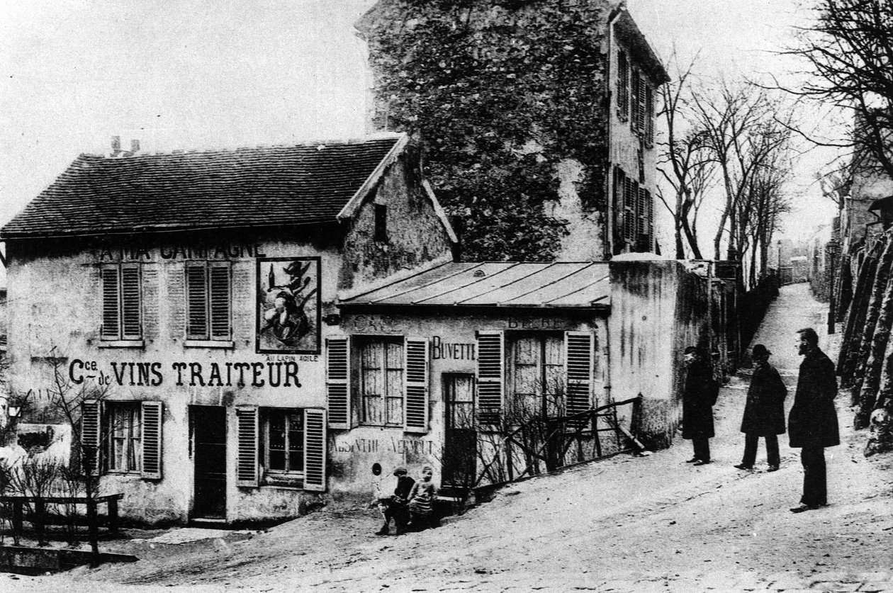 Cabaret des Assasins, le Cabaret du Lapin Agile, Rue des Saules (s/w Foto) von Photographer French