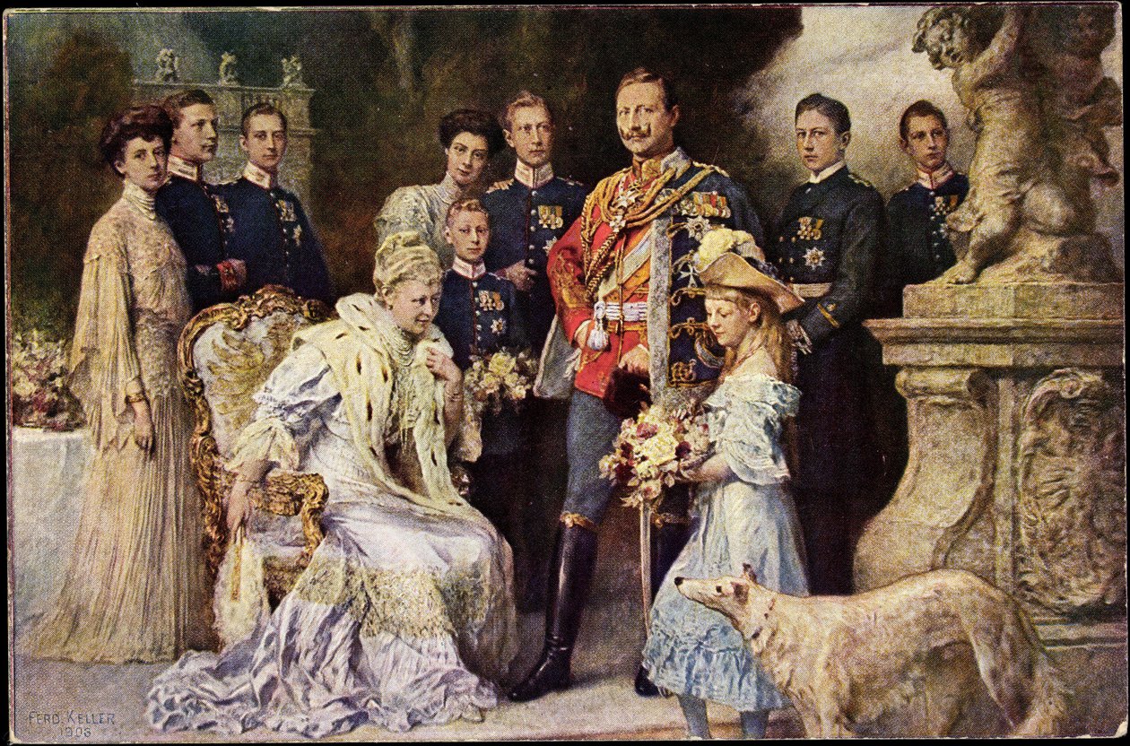 Kaiser Wilhelm II., Auguste Viktoria, Viktoria Luise, Windhund, Preußen von Photographer German