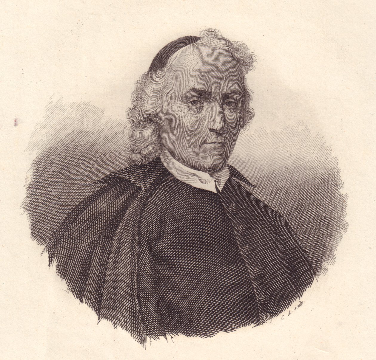Porträt des italienischen Presbyterians und Historikers Ludovico Antonio Muratori (1672-1750), Kupferstich von Blaise Nicolas Le Sueur