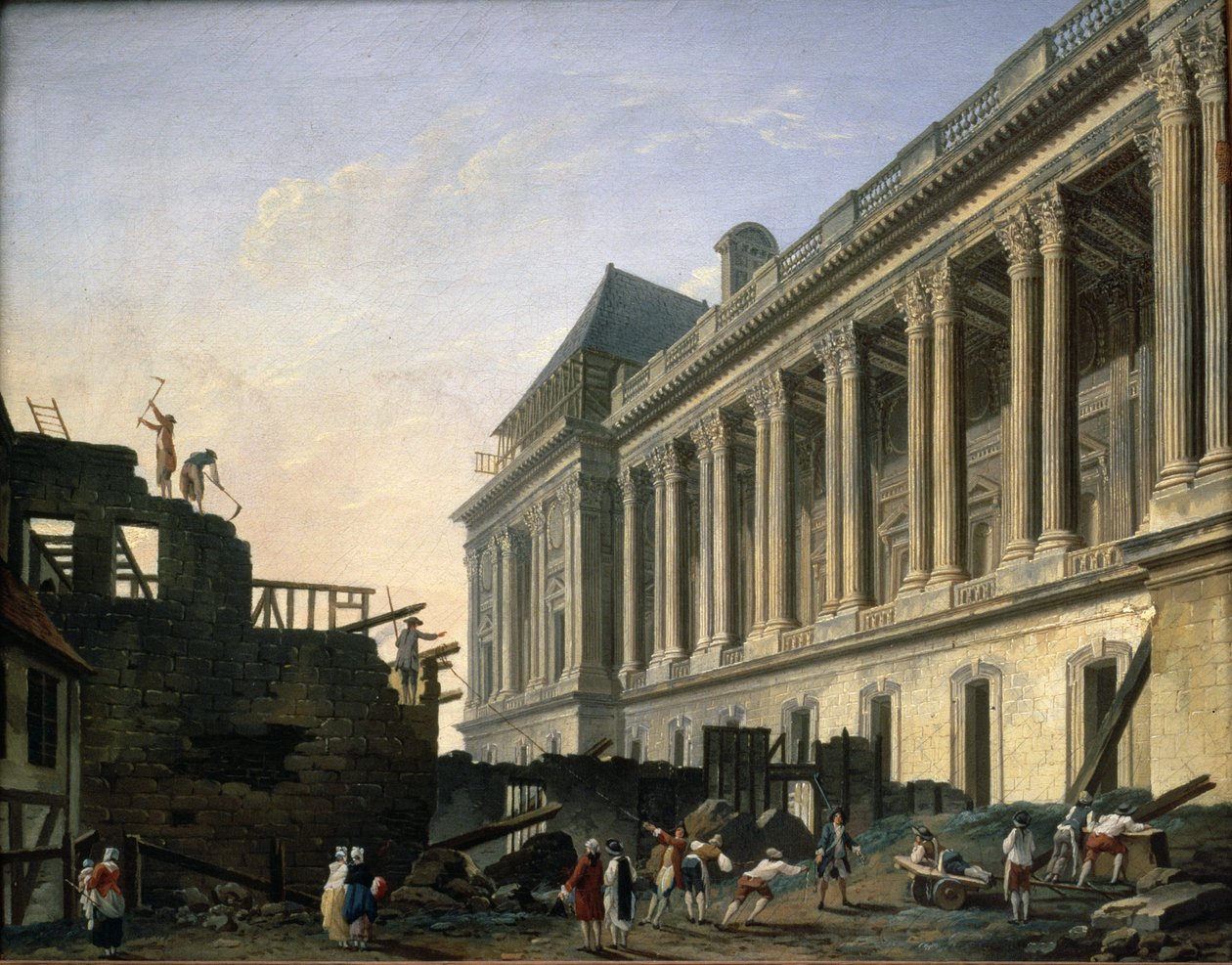 Die Räumung der Kolonnade des Louvre, 1764 von Pierre Antoine Demachy