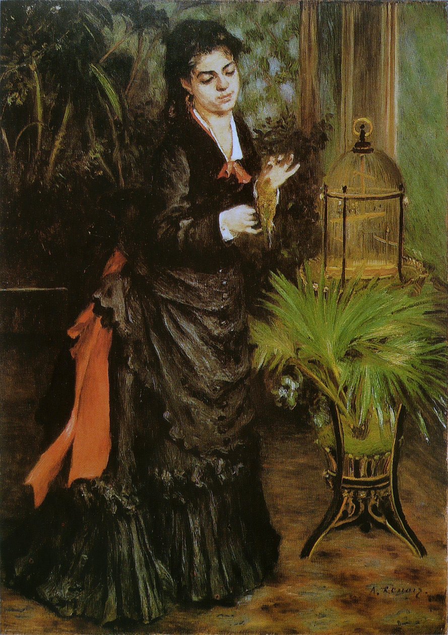 Die Frau mit dem Papagei von Pierre Auguste Renoir