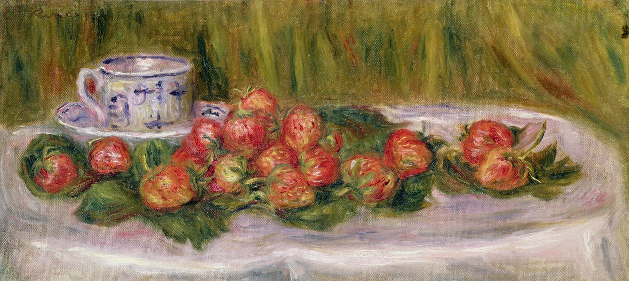 Stillleben mit Erdbeeren und einer Teetasse, ca. 1905 von Pierre Auguste Renoir
