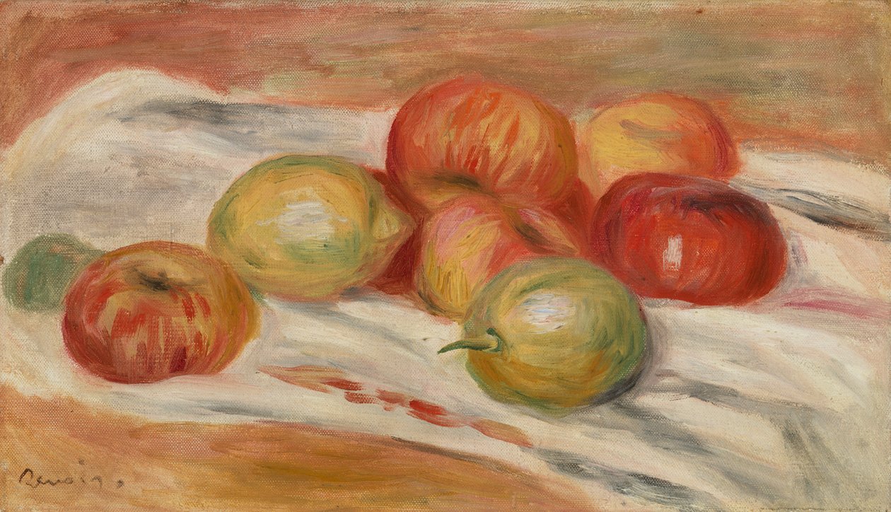 Äpfel und Zitronen auf einem Tuch von Pierre-Auguste Renoir
