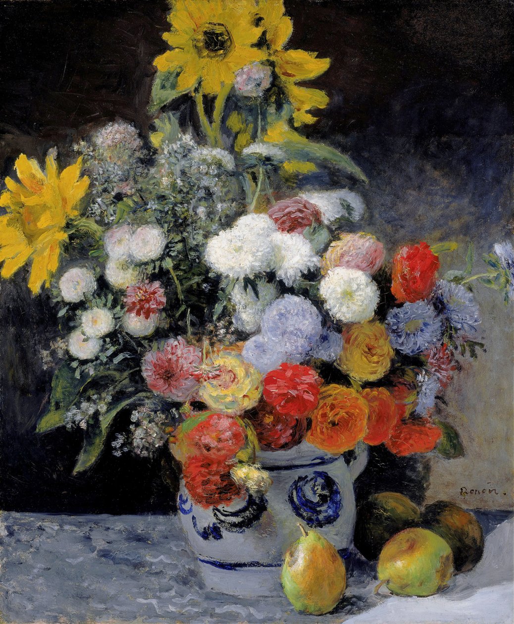 Gemischte Blumen in einem irdenen Topf von Pierre-Auguste Renoir