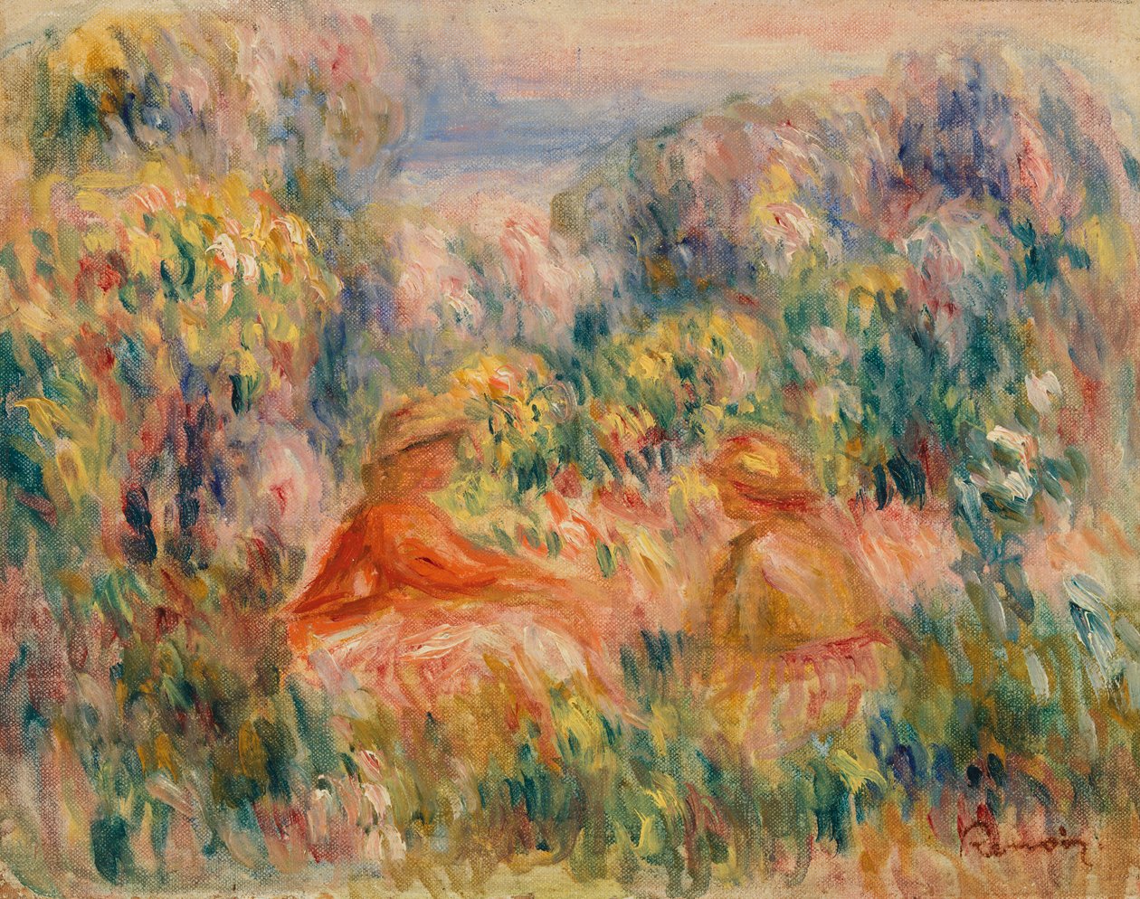 Zwei Frauen in einer Landschaft von Pierre-Auguste Renoir