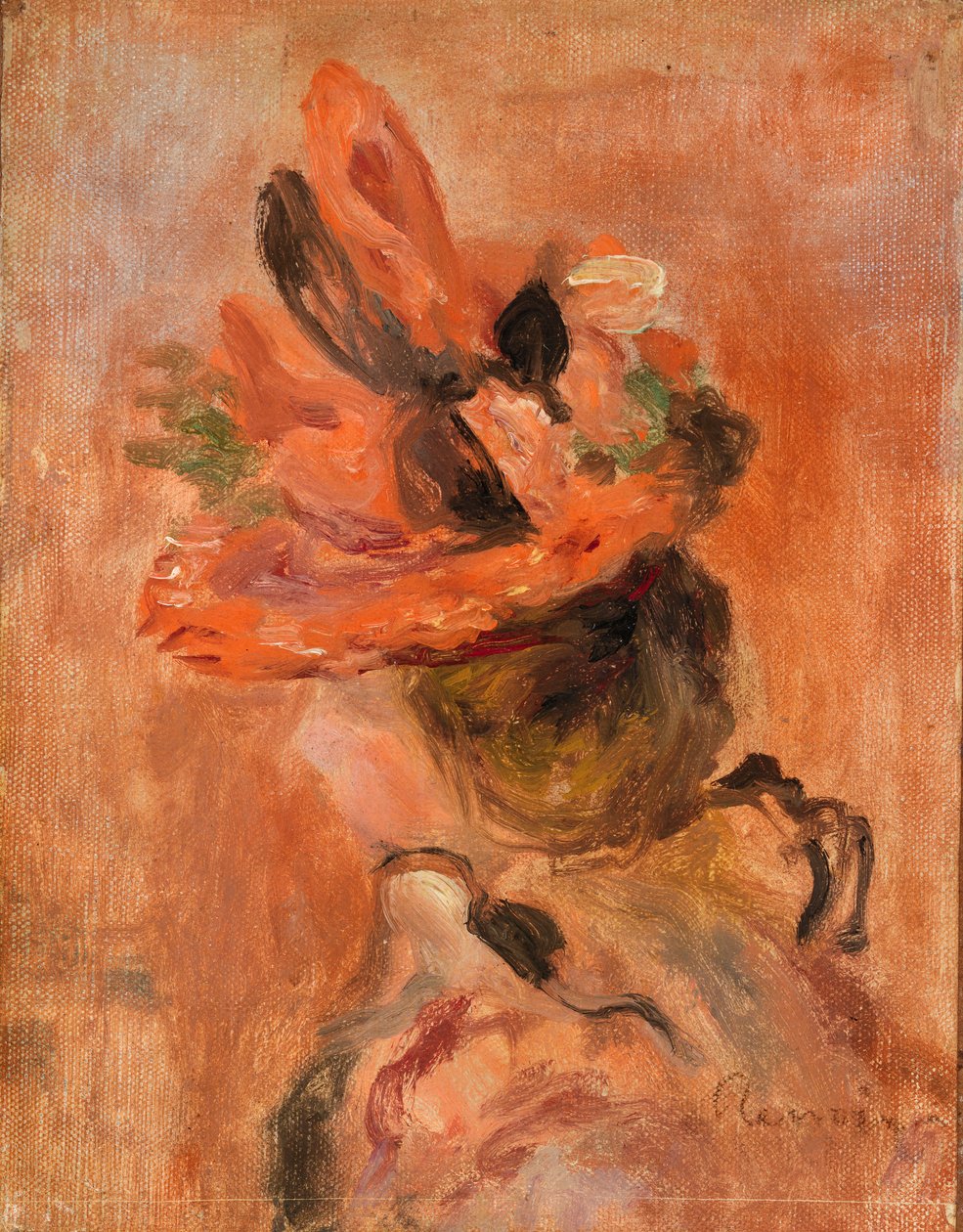 Frauenkopf mit rotem Hut von Pierre-Auguste Renoir