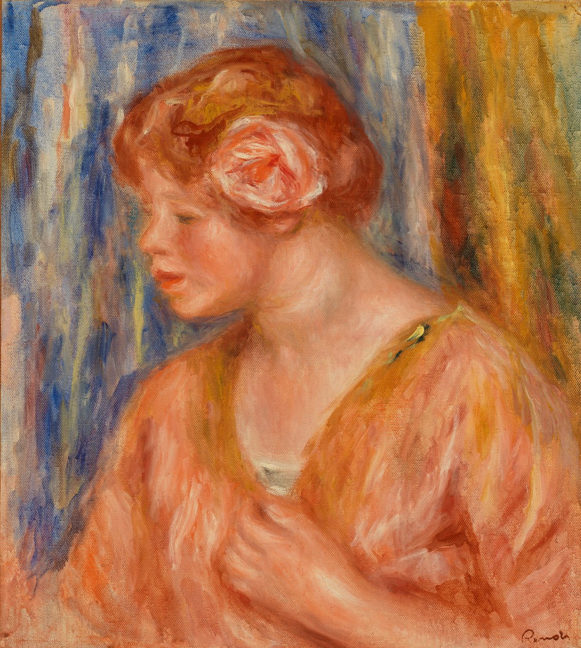 Junge Frau mit Rose von Pierre-Auguste Renoir