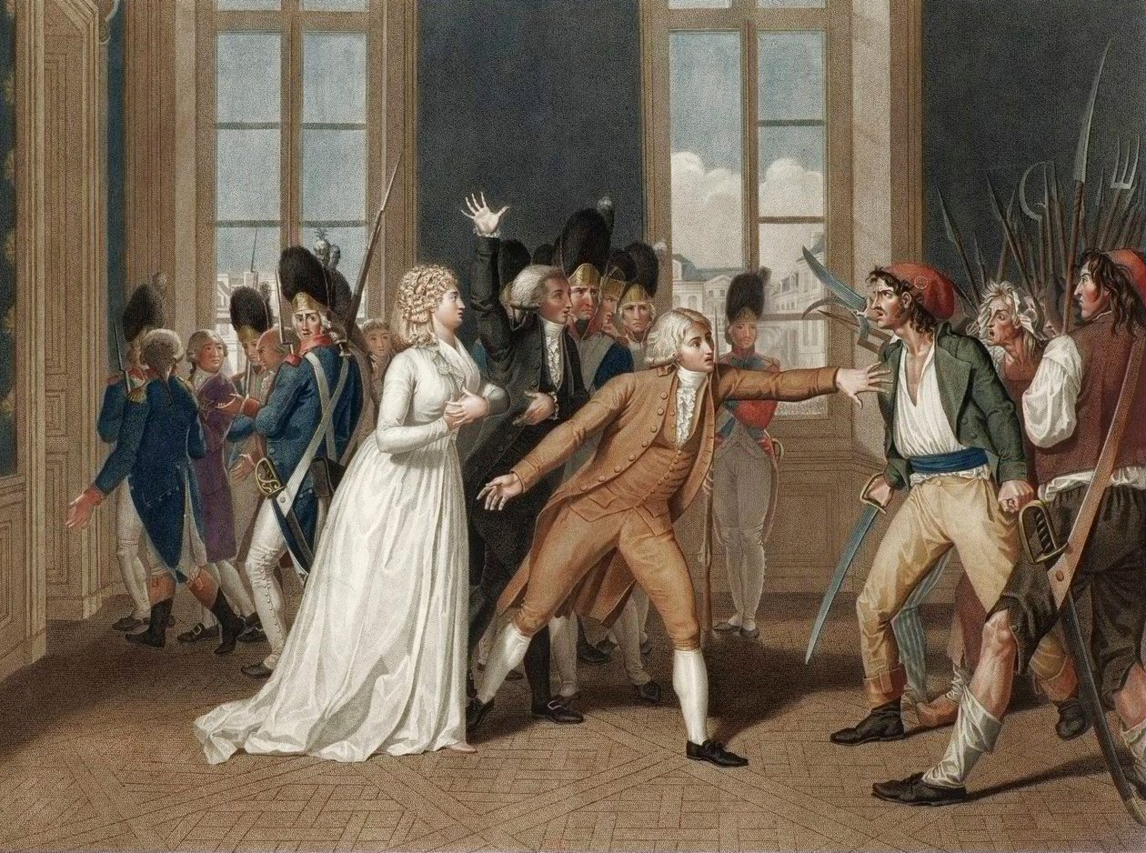 Journee du 20 juin 1792 im Schloss der Tuilerien in Paris - Hingabe von Madame Elisabeth (Elisabeth Philippine Marie Helene de France genannt Madame Elisabeth (1764-1794)) - Gravur von Pierre Bouillon (1776-1831) von Pierre (after) Bouillon
