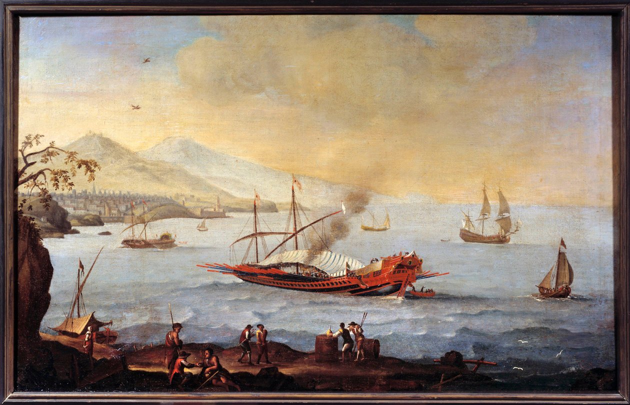 Eine Galeere im Hafen von Marseille von Pierre (school of) Puget