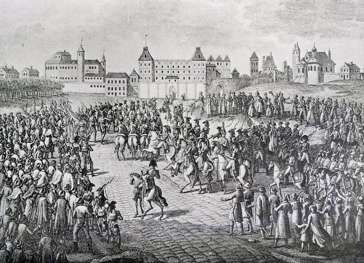 Triumphaler Einzug der Franzosen in Warschau, 28. November 1806 von Pierre Adrien Le Beau