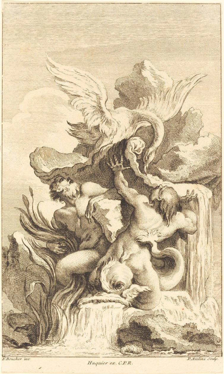 Zwei Tritonen und ein Schwan, um oder nach 1736 von Pierre Alexandre Aveline