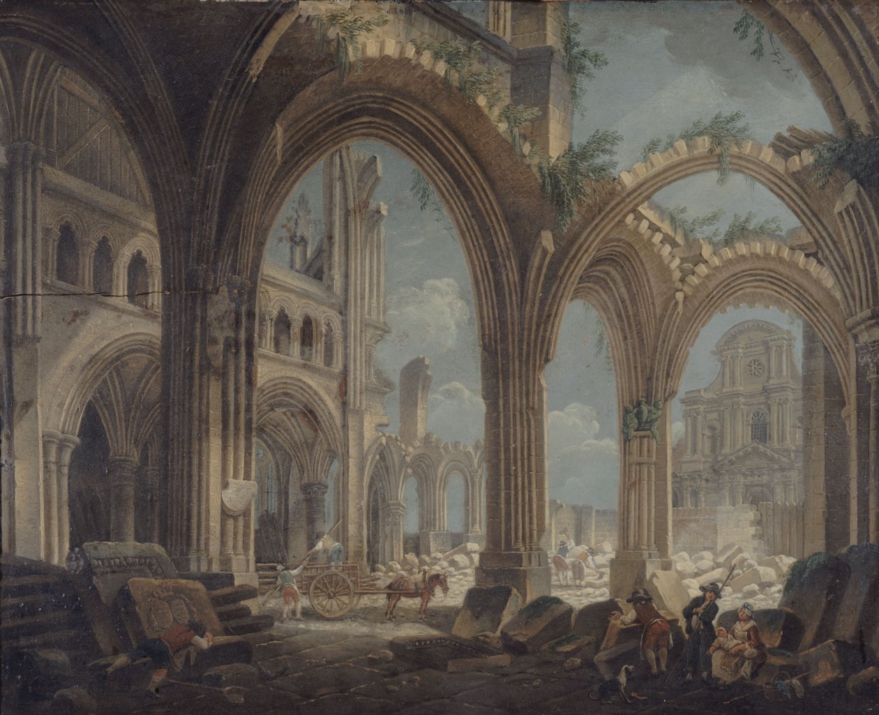 Abriss der Kirche Saint-Jean-en-Greve, ca. 1800 (Öl auf Leinwand) von Pierre-Antoine Demachy