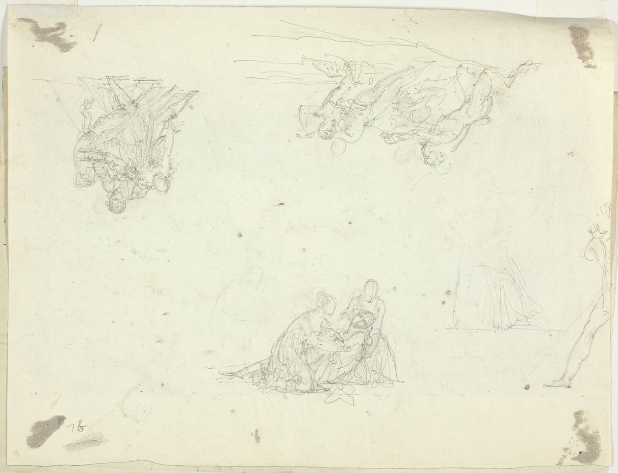 Blatt mit Skizzen: Gruppen von Figuren von Pierre Antoine Mongin