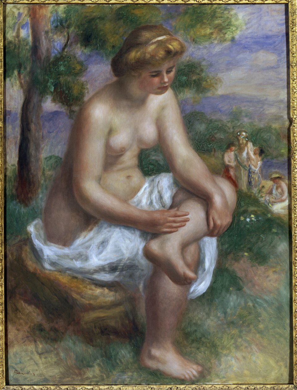 Badende, die in einer Landschaft sitzt, genannt Eurydike von Pierre-Auguste Renoir