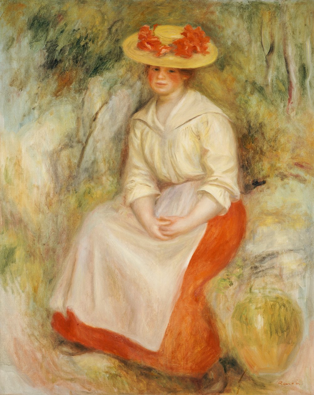 Gabrielle mit Strohhut, 1900 von Pierre Auguste Renoir