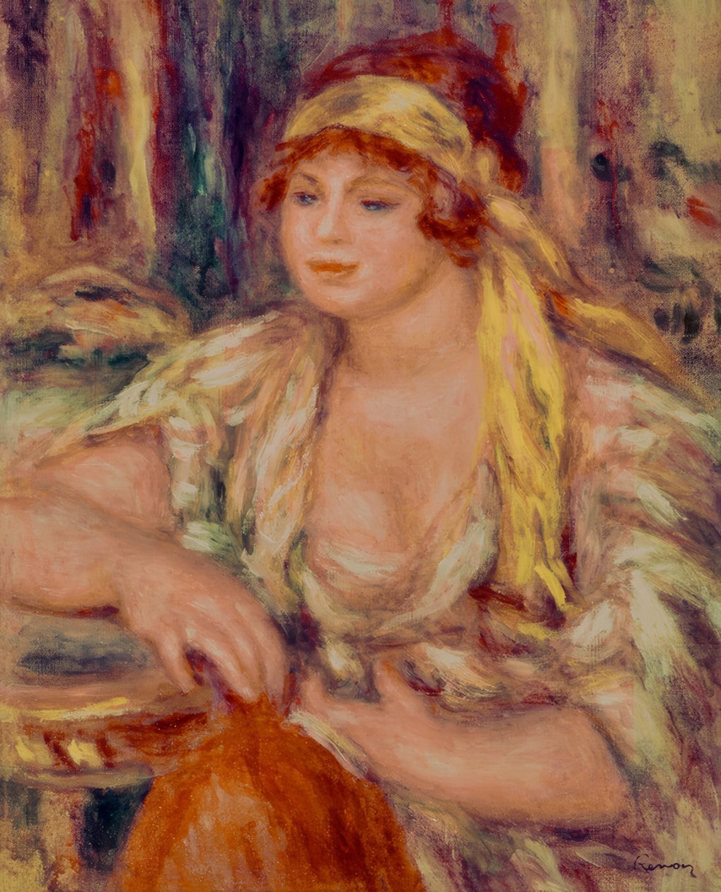 Madame Renoir mit gelbem Turban von Pierre-Auguste Renoir