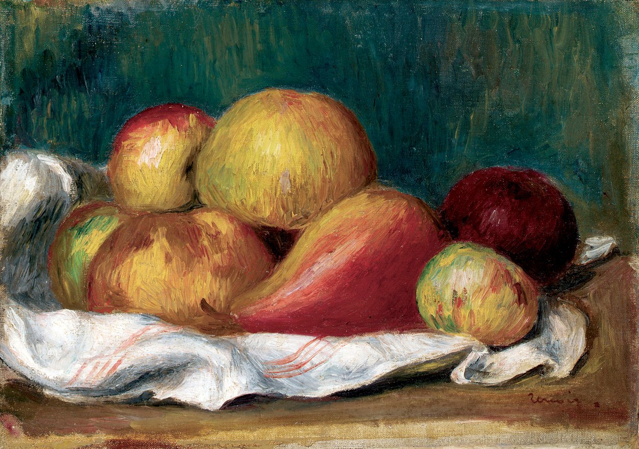 Stillleben mit Äpfeln und Birne. Gemälde von Pierre Auguste Renoir von Pierre Auguste Renoir