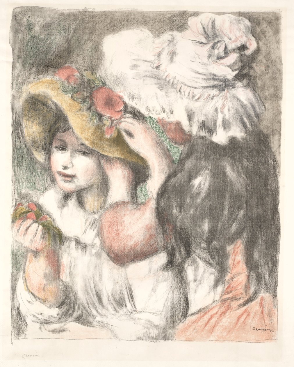 Den Hut befestigen, um 1898 von Pierre Auguste Renoir