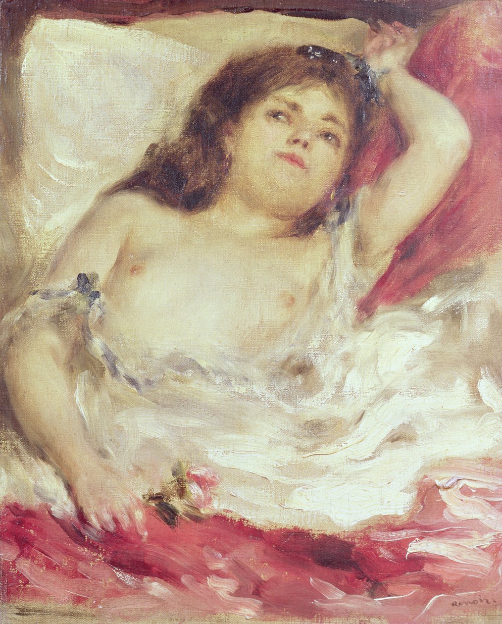 Halbnackte Frau im Bett: Die Rose von Pierre Auguste Renoir