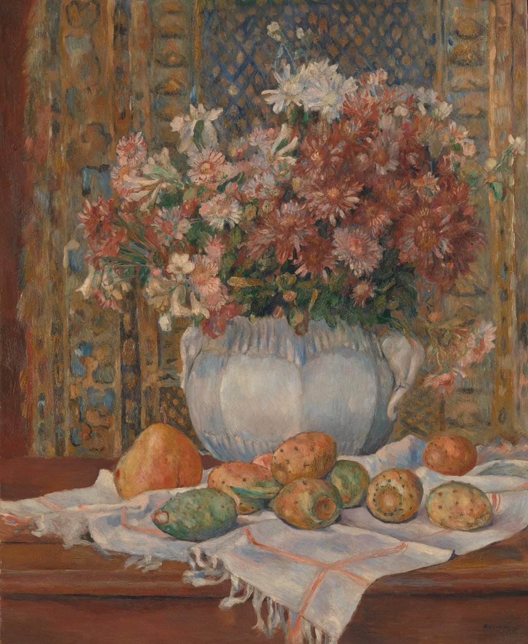 Stillleben mit Blumen und Kaktusfeigen, ca. 1885 von Pierre Auguste Renoir