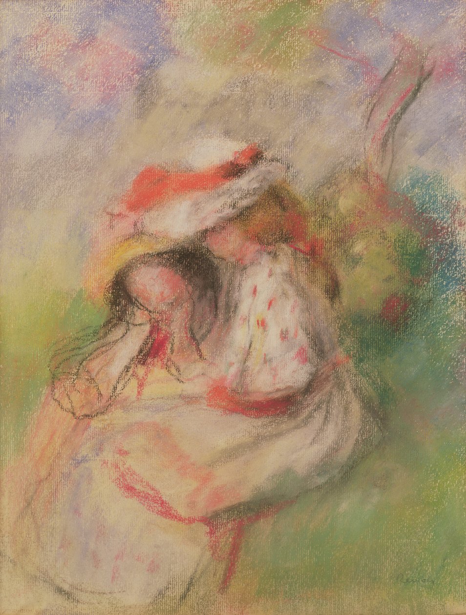 Zwei junge Mädchen im Garten, ca. 1885 von Pierre Auguste Renoir