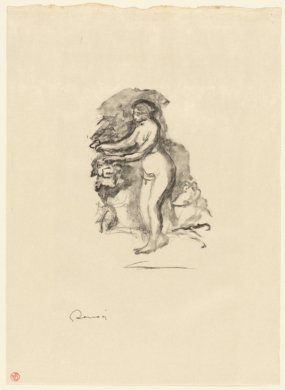 Frau mit Weinrebe von Pierre Auguste Renoir