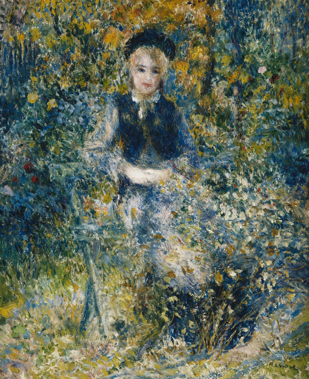 Junges Mädchen auf einer Bank, 1875 von Pierre Auguste Renoir