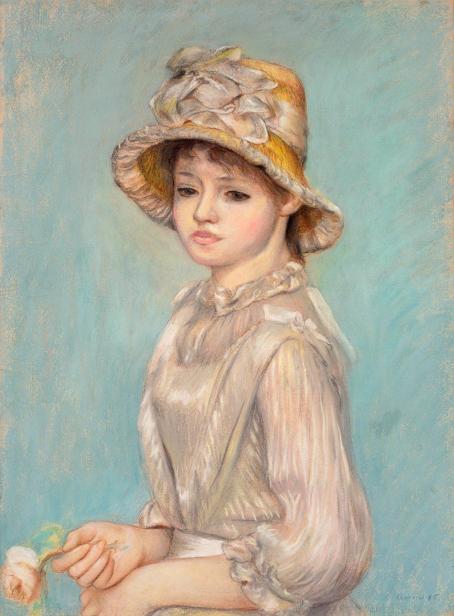 Junges Mädchen mit einer Rose von Pierre Auguste Renoir