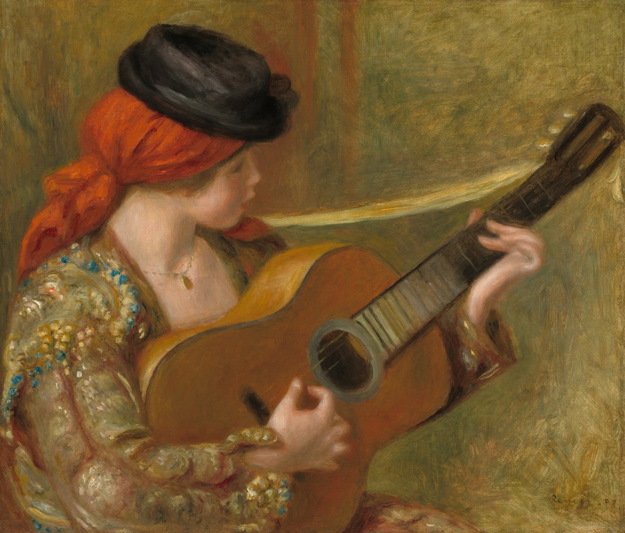 Junge spanische Frau mit Gitarre, 1898 von Pierre Auguste Renoir