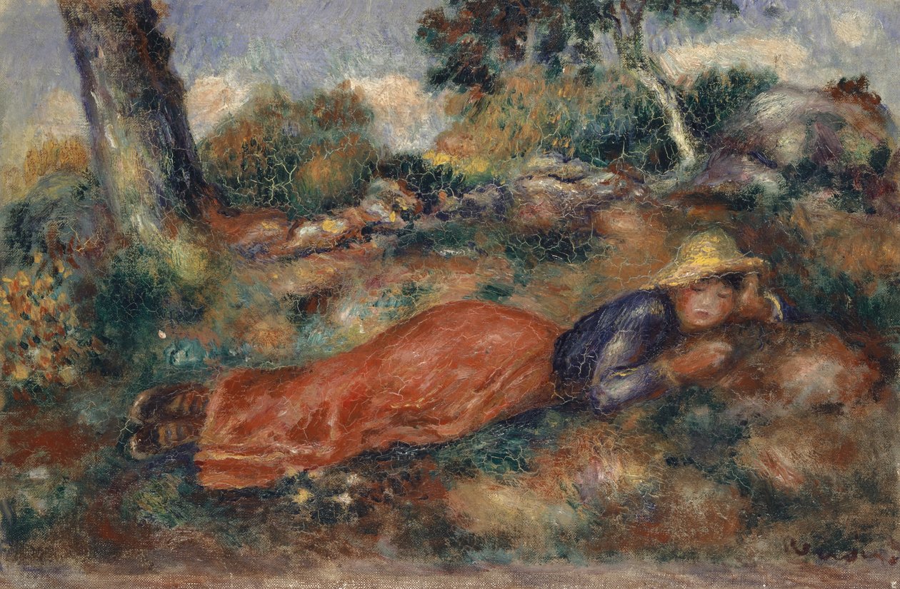 Junge Frau im Gras liegend von Pierre Auguste Renoir