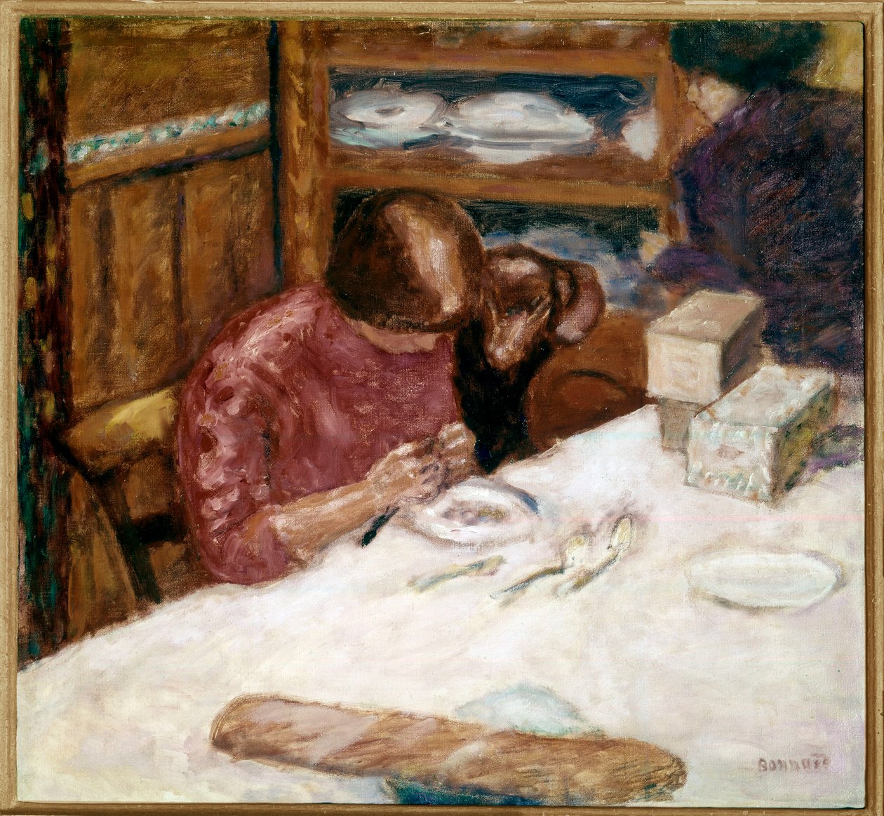 Innenraum, Frau beschäftigt mit Hausarbeiten von Pierre Bonnard