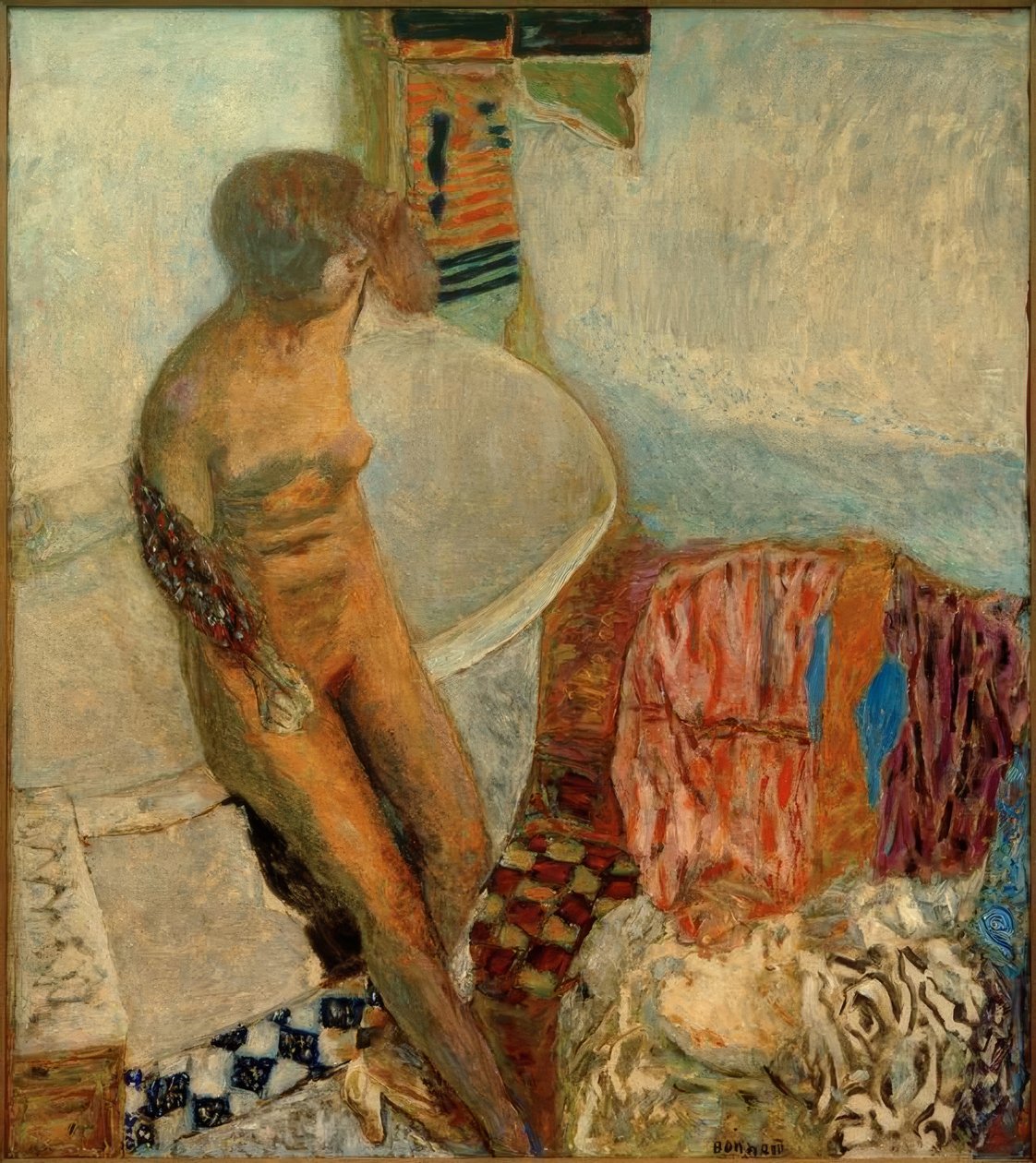 Akt an der Badewanne (Nach dem Bad) von Pierre Bonnard