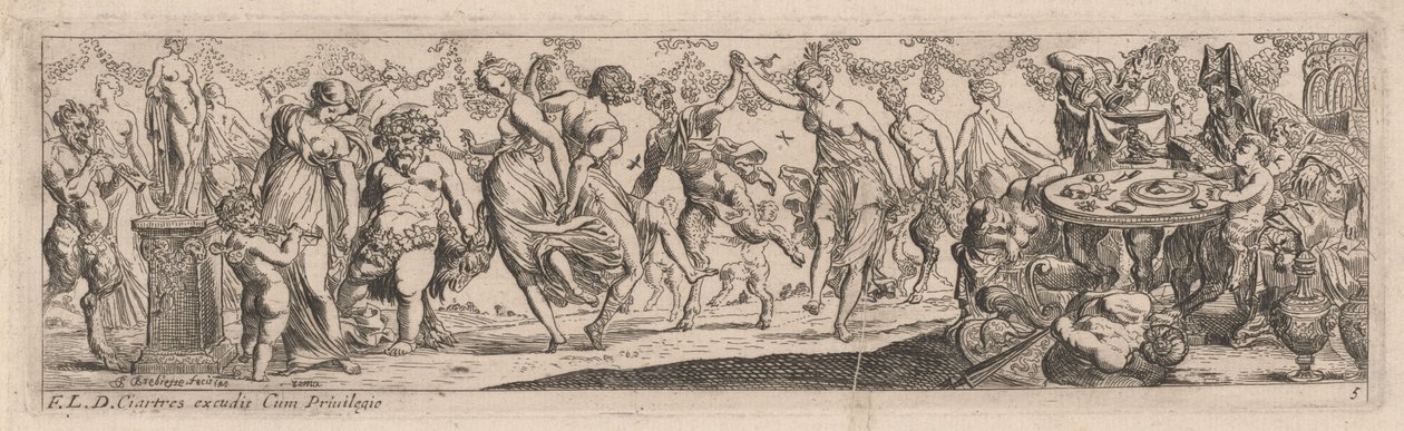 Tanzende Nymphen und Satyrn von Pierre Brebiette