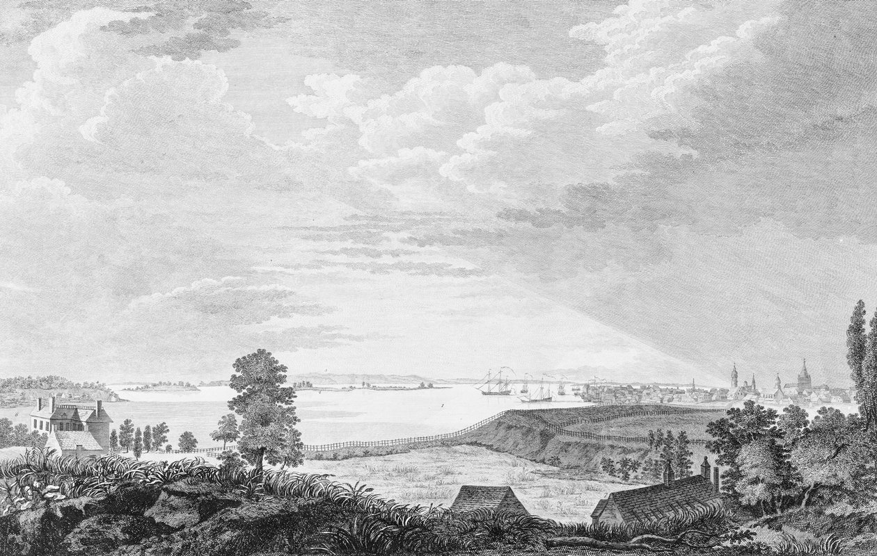 Ein Südwestblick auf die Stadt New York, in Nordamerika, ca. 1768 von Pierre Charles Canot